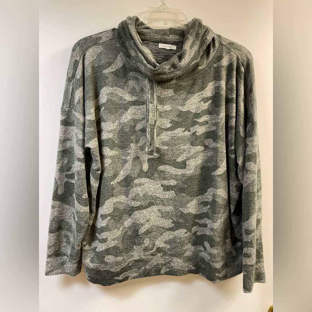 maurices Womens Camouflage Cowl Neck Long Sleeve Pullover Top Plus Size XXL